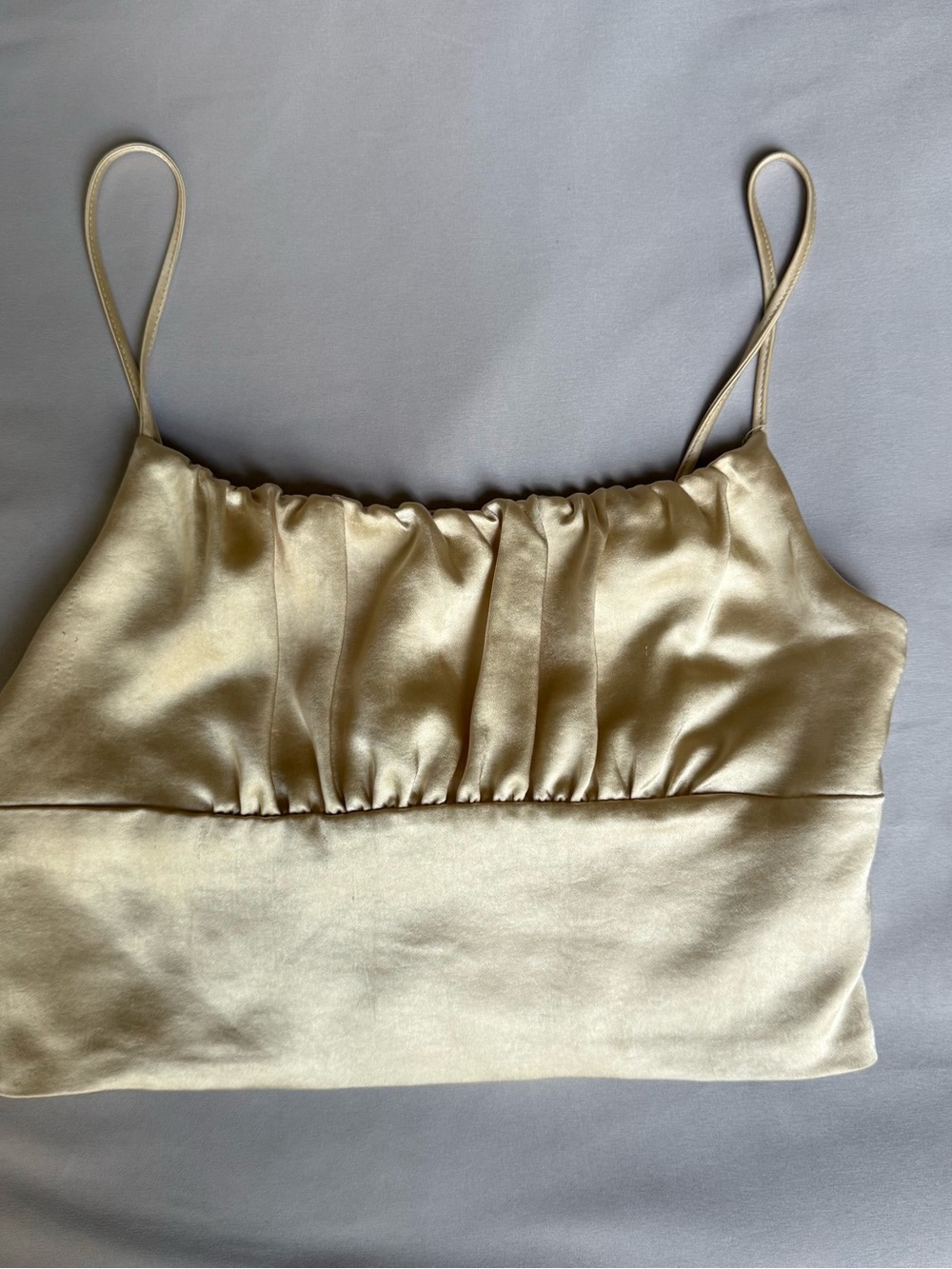 Zara Shimmery Gold Satin Ruched Cami